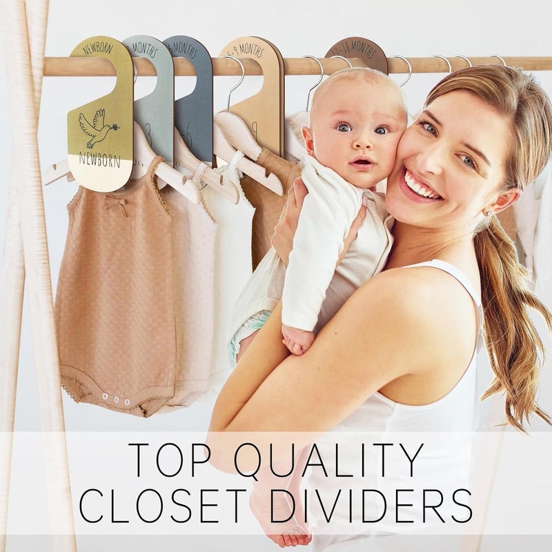 ITDYB Baby Closet Dividers for Clothes Organizer - Set of 8 Wooden Double-Sided Baby Clothes Size Dividers form Newborn to Toddler for Daily Gender-Neutral Baby Nursery Decor - Image 4
